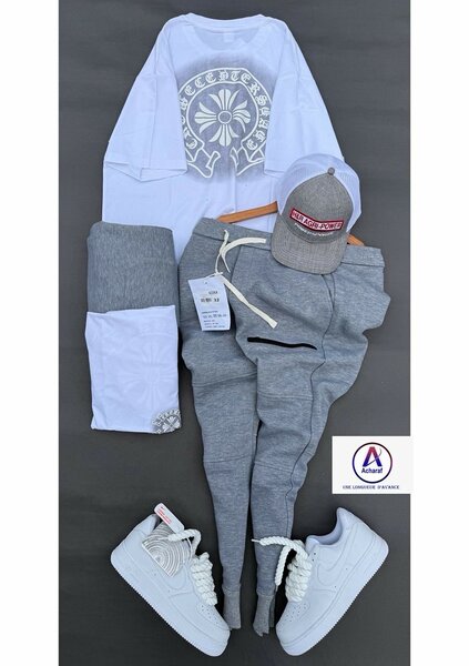 Ensemble Sport Homme Gris et Blanc