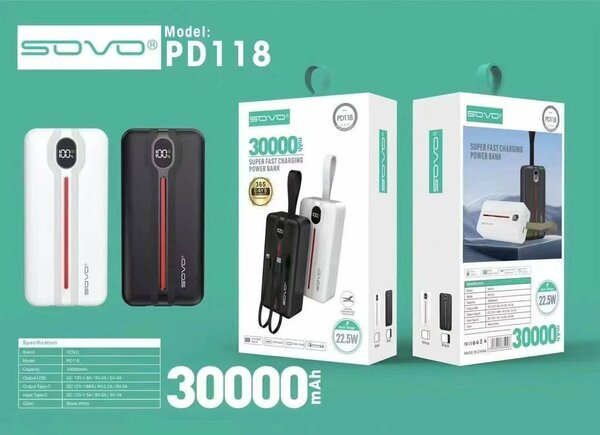 SOVO PD118 30000mAh Power Bank