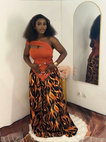 Robe Longue Évasée à Motifs