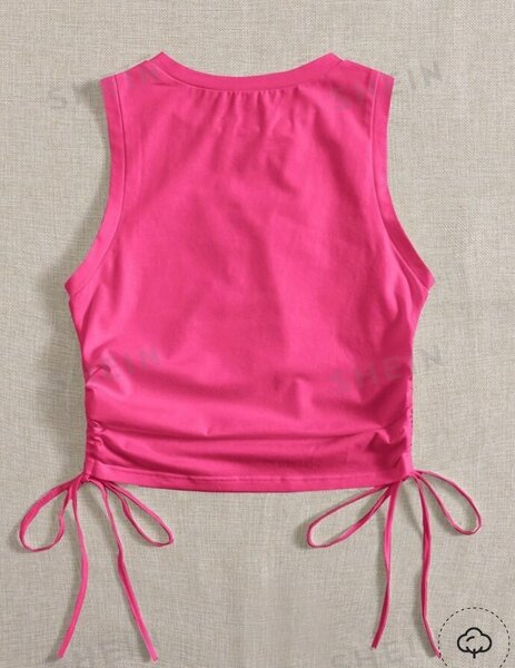 Drawstring Side Crop White Summer Back Tank top