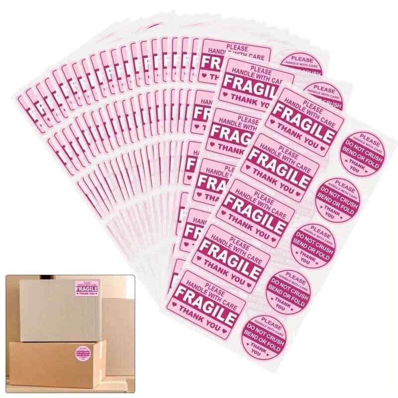 Pink Fragile Stickers