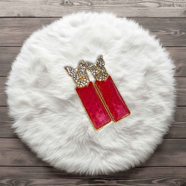 Long Stud Pink Butterfly Earrings