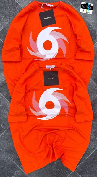 T-shirt orange à motif tourbillon