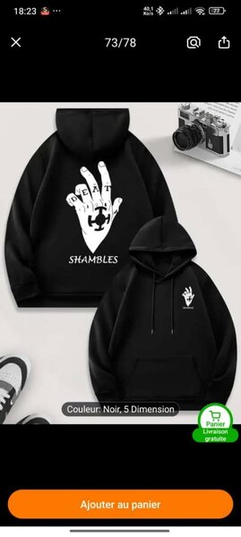 Sweat à Capuche Noir Graphique