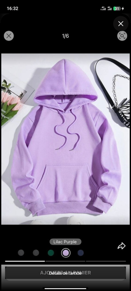 Sweat à capuche lilas