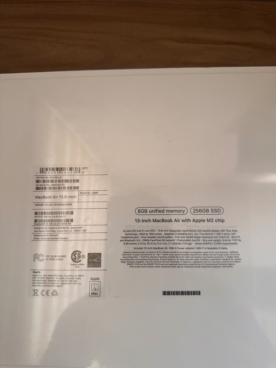 MacBook Air M2 256gb 8gb ram