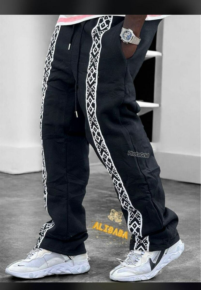 Pantalon décontracté brodé