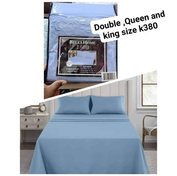 Set of beautiful bed linen in one color blue