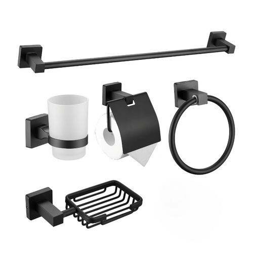 Ensemble accessoires salle bain noir