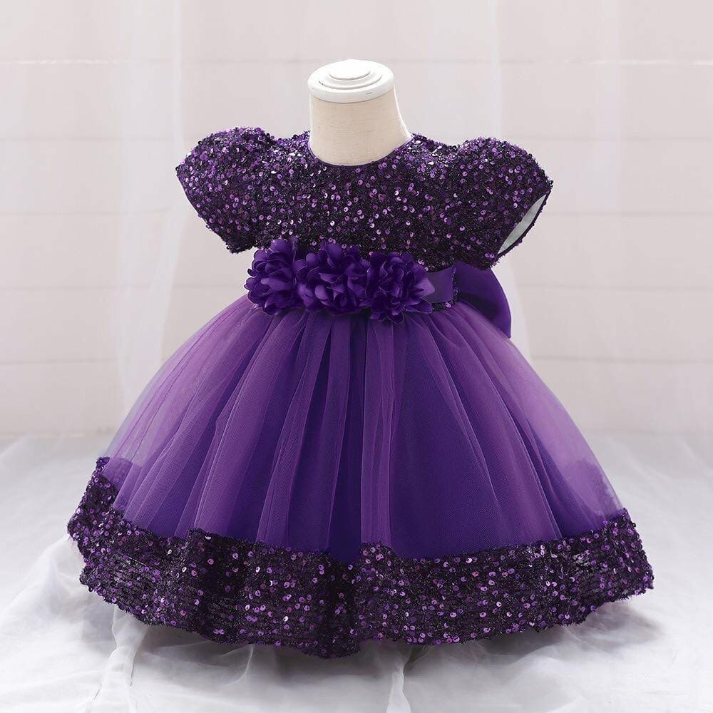 Purple Sequin Flower Dress