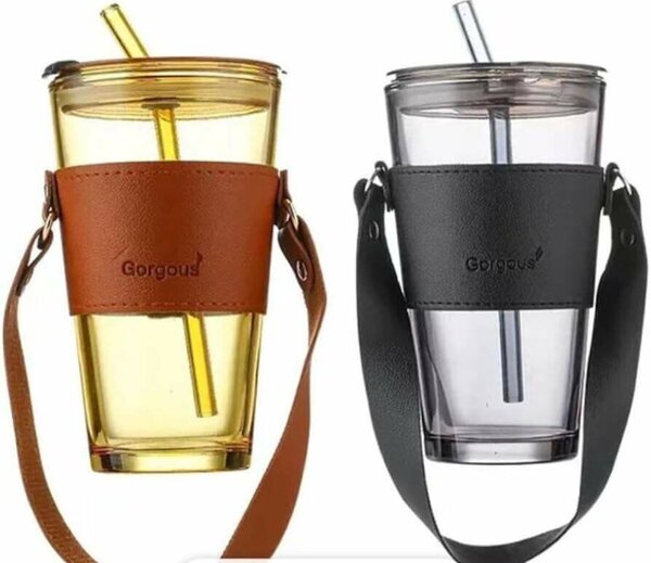 Glass cup with handle