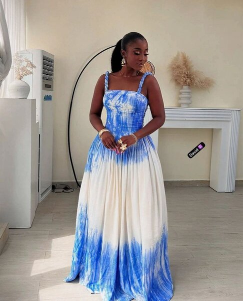 Robe longue dégradé bleu