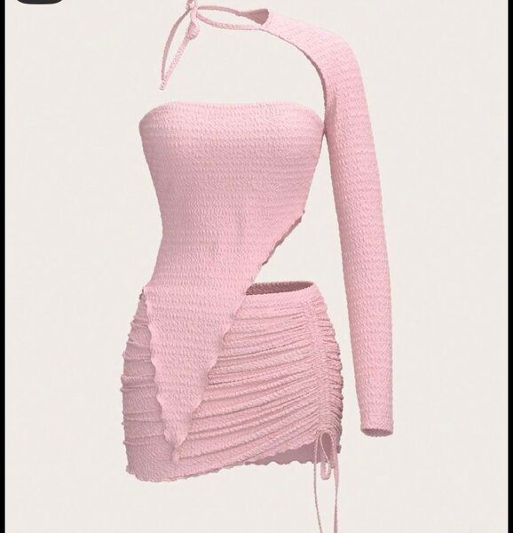 Robe asymétrique rose chic