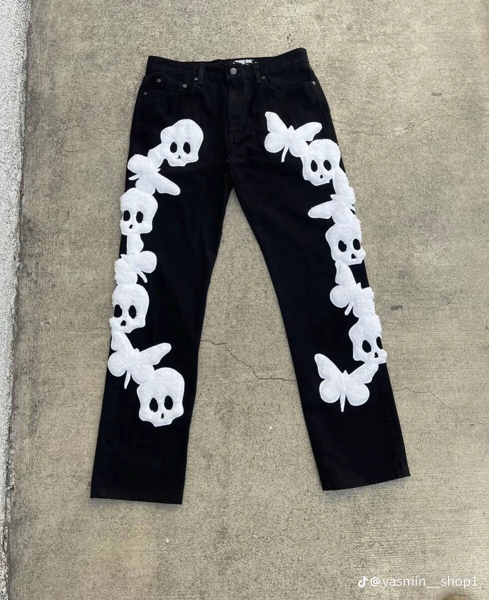 Jeans à motifs floraux