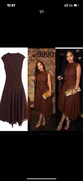 Robe élégante marron sans manches