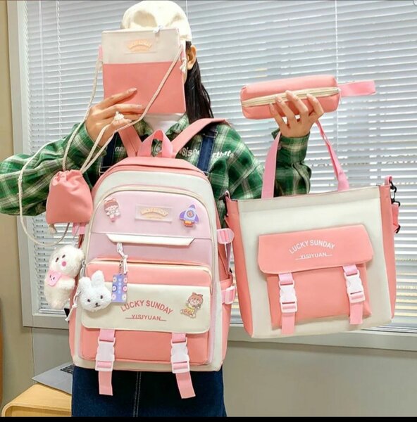 Ensemble Sac à Dos Rose 5 Pièces