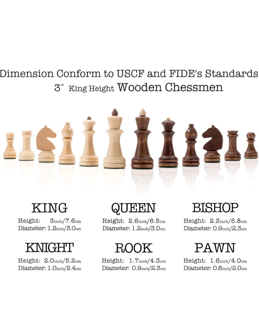 Lingle 15 Inch Travel Wooden Folding Chess Set w/ 3 Inch