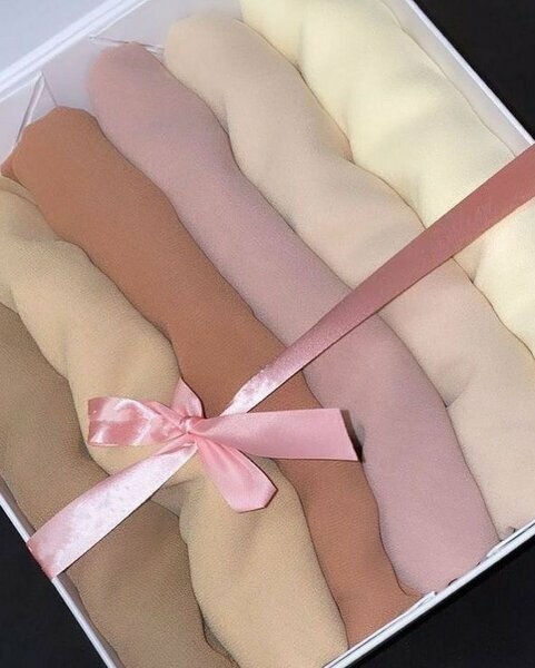 Box 6 foulards crêpe mousseline nude