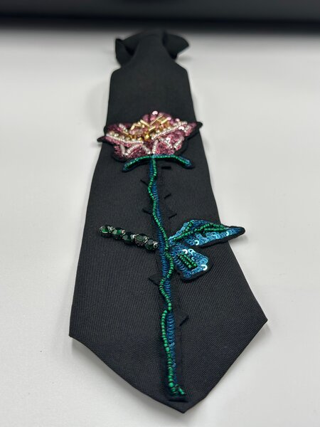Embroidered Floral Tie