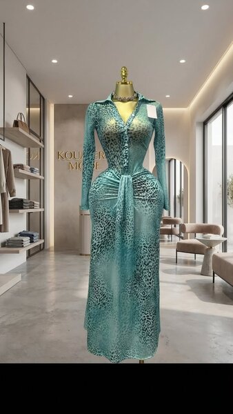 Robe Maxi Léopard Turquoise