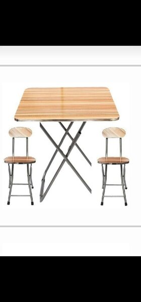 Set table pliante bois métal