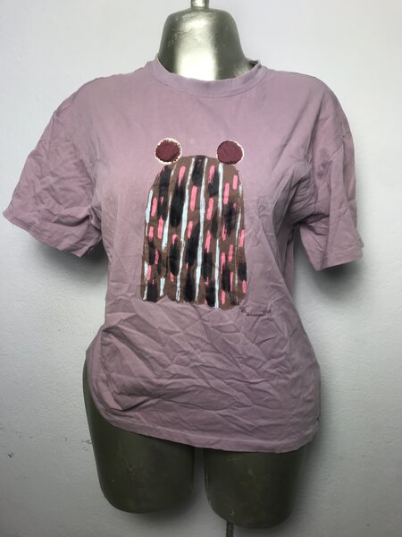 T-shirt rose imprimé artistique