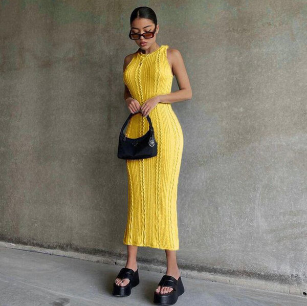 Robe sans manches jaune