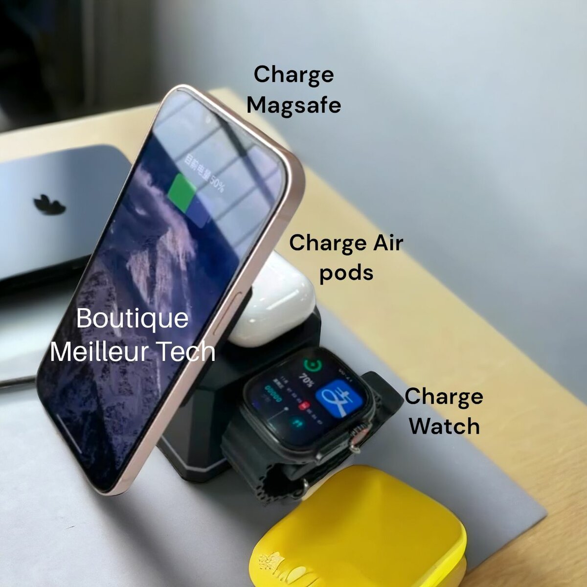 Chargeur Sans fil Pour iPhone Magsafe Noir - Charge Ra