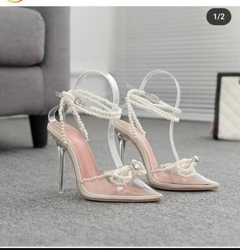 Transparent strappy heel