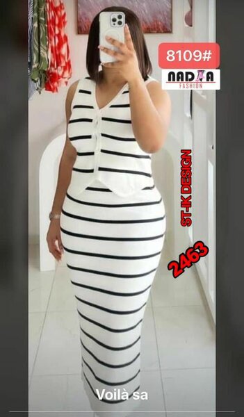 Robe longue rayée chic