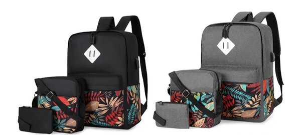 New Casual Print 3pcs Set Backpack