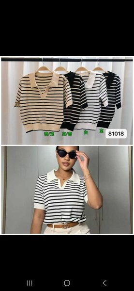 Pull col polo rayé chic