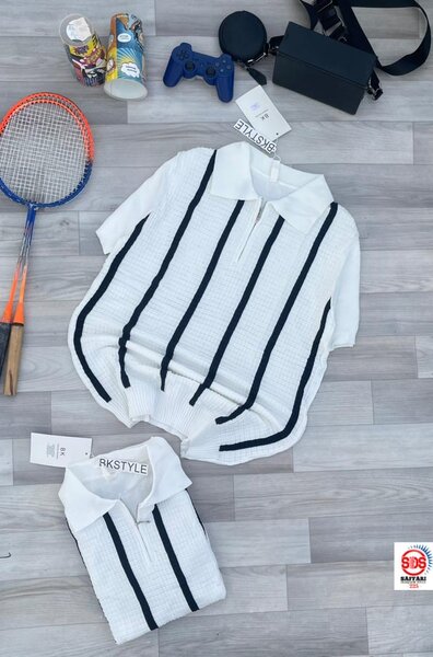 Polo rayé en maille chic