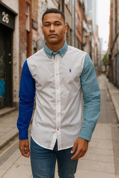 Chemise décontractée patchwork homme