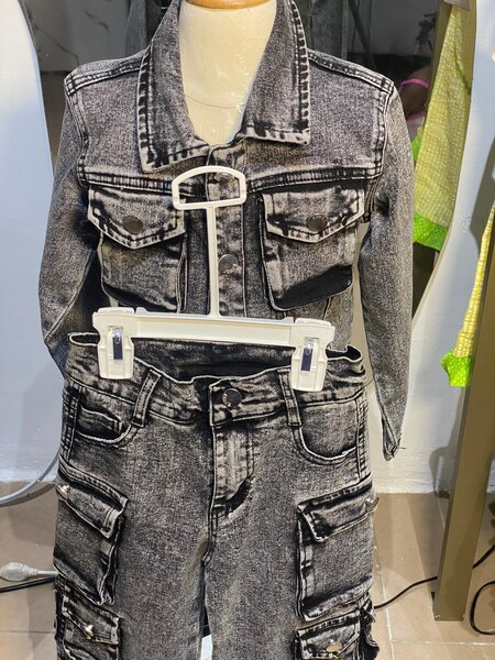 Denim Cargo Jacket and Pants Set