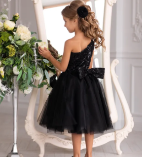 Black Sequins Tulle Flower Girl Dress - Wedding Baby Dress -  Toddler - Birthday Girl Dress ( Fabric Net And Sequin) Black Sequins Tulle Flower Girl Dress - Wedding Baby Dress - Toddler - Birthday Girl Dress ( Fabric Net And Sequin)