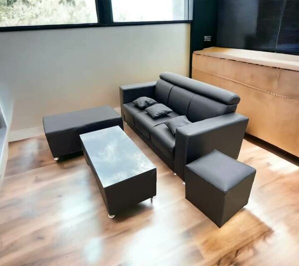 L shaped sofa with center table