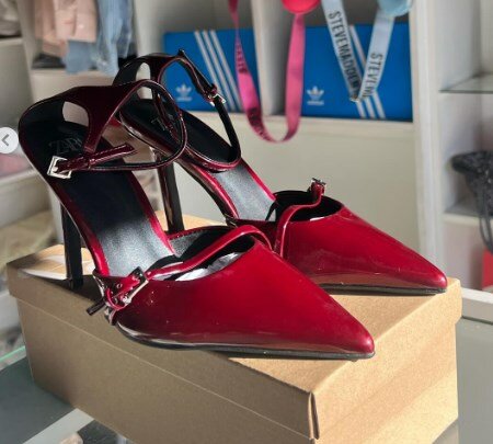 Zara shoes burgundy patent leather