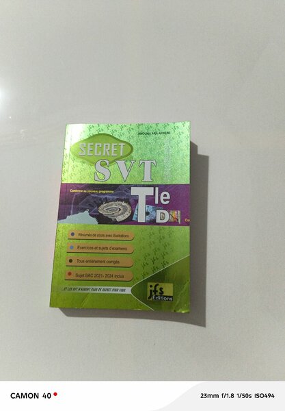 Manuel Scolaire SVT Terminale