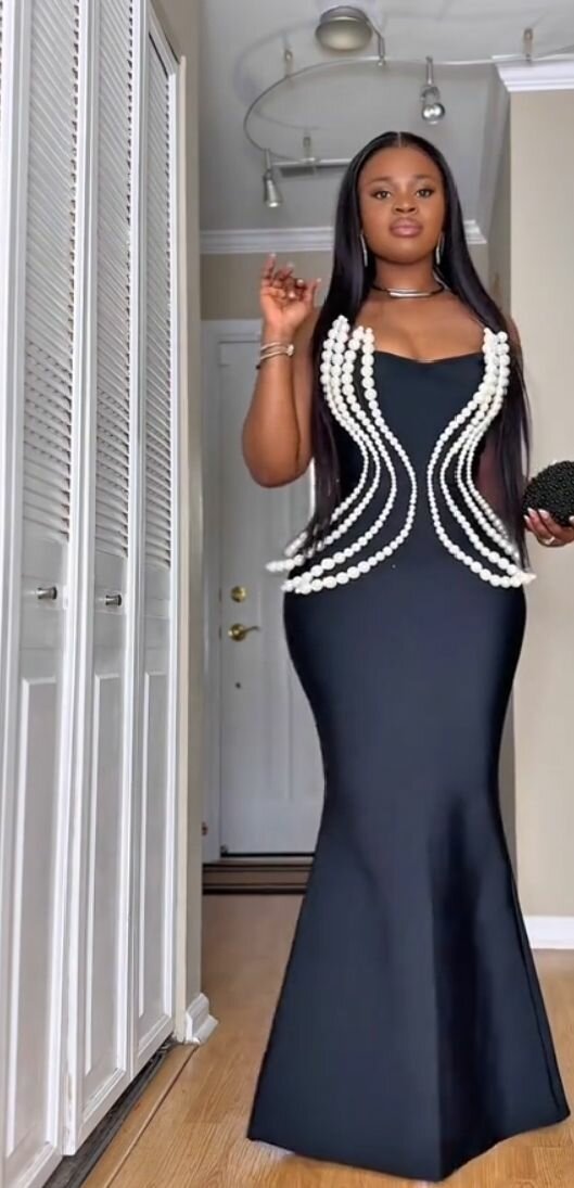 Robe Sirène Élégante Perlée