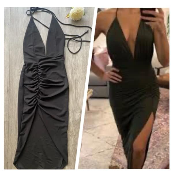 Belle robe noire avec décolleté plongeant