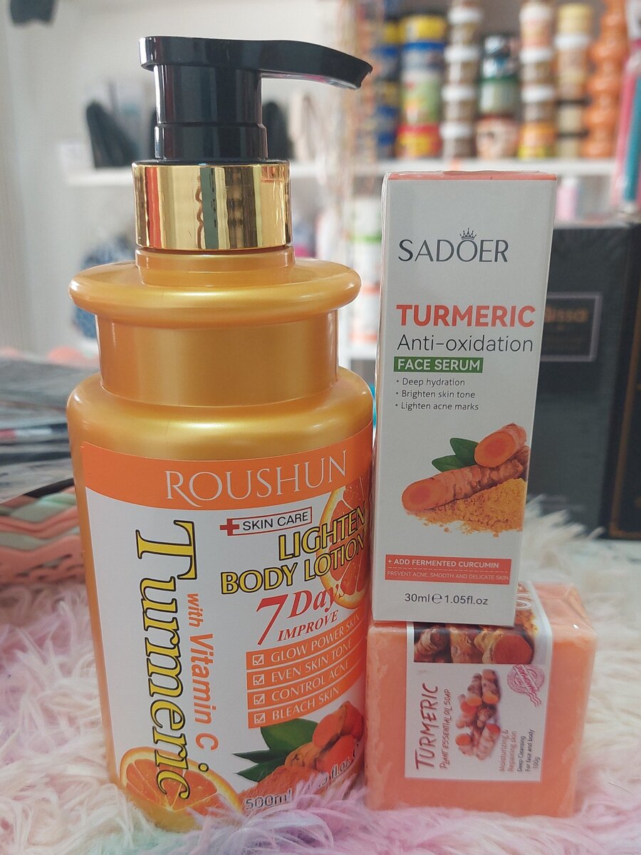 Tumeric lighten body cream and serum + tumeric soap