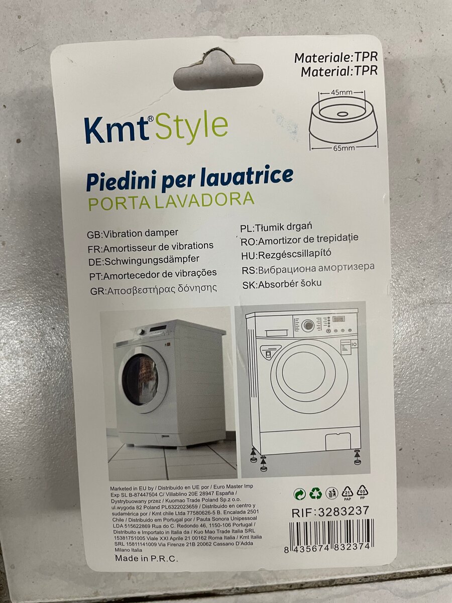 Pieds anti-vibrations pour machine à laver