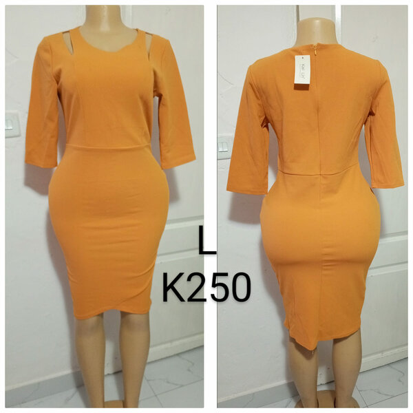 Women's dress is yellow, size L