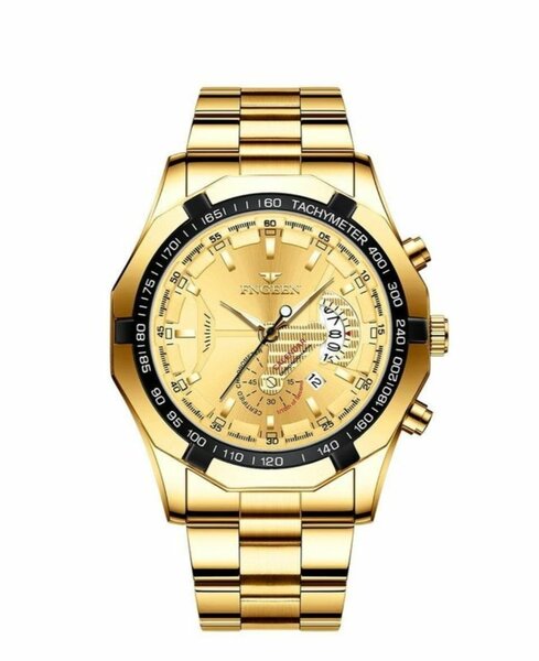 Montre chronographe dorée homme