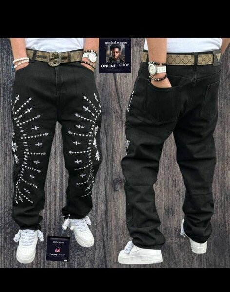Jean noir à motifs pour hommes