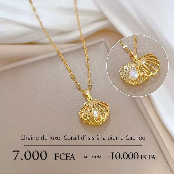 Collier Or Coquillage Perle
