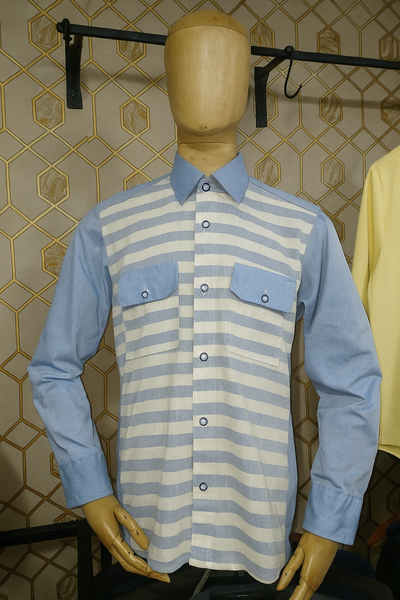 Chemise à rayures bleues