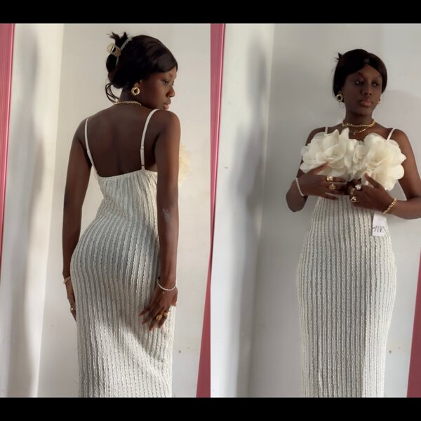 Robe Élégante Côtelée Blanche