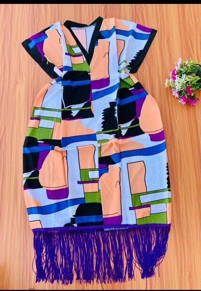 Short bubu dress with fringes